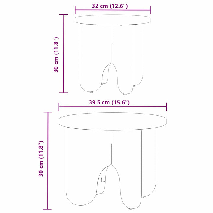 Sofabord 2 pcs Voks brun Massivt fyrretræ