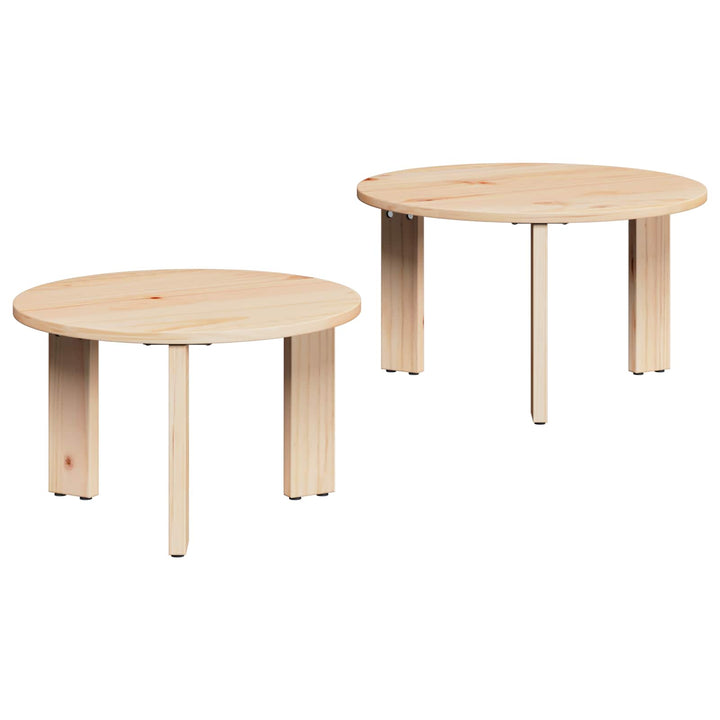 Sofabord 2 pcs Naturfarvet Massivt fyrretræ