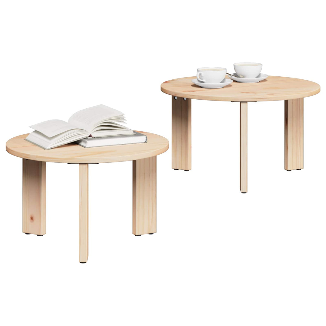 Sofabord 2 pcs Naturfarvet Massivt fyrretræ