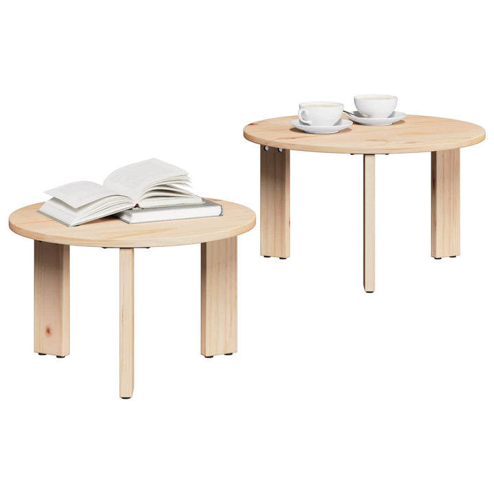Sofabord 2 pcs Naturfarvet Massivt fyrretræ