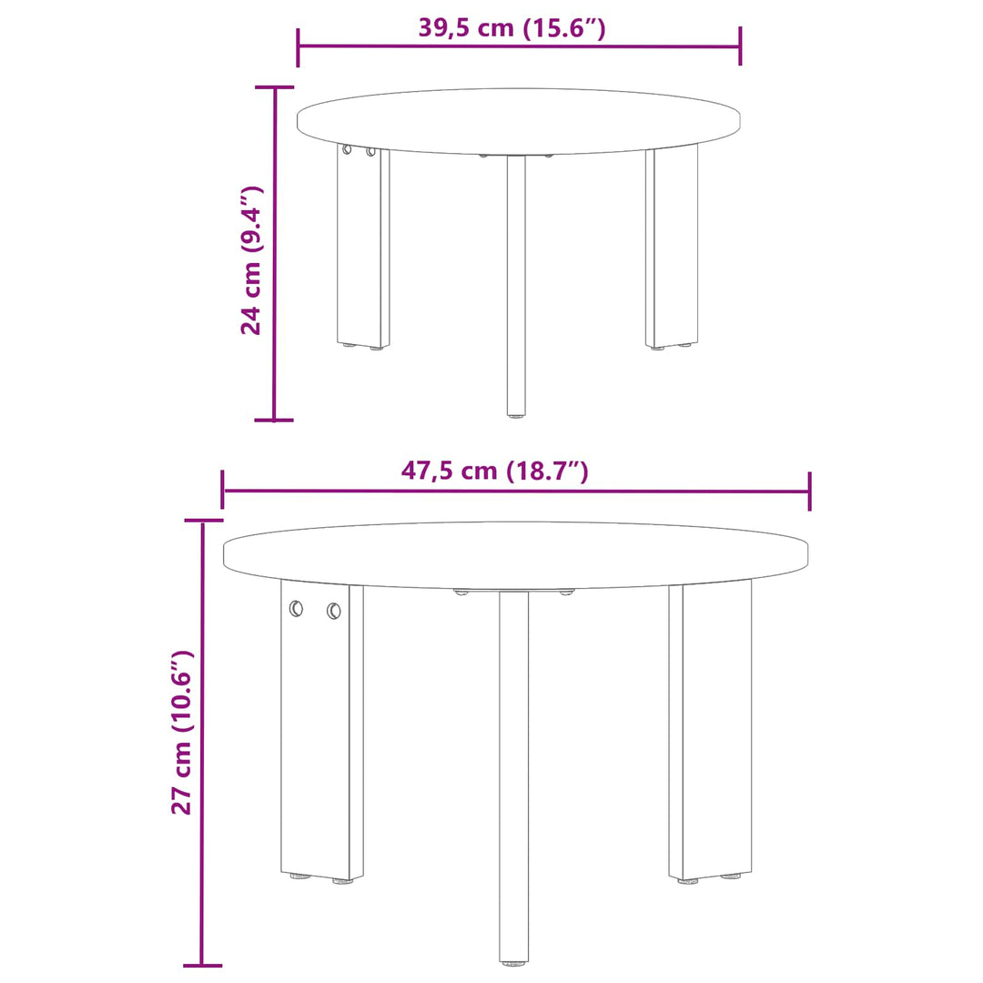 Sofabord 2 pcs Naturfarvet Massivt fyrretræ