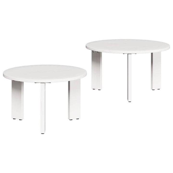 Sofabord 2 pcs Hvid Massivt fyrretræ