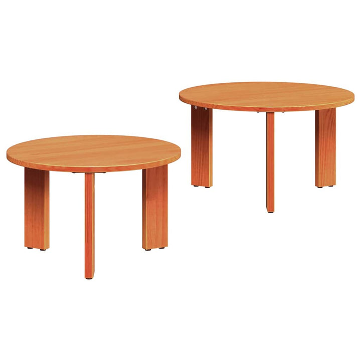 Sofabord 2 pcs Voks brun Massivt fyrretræ