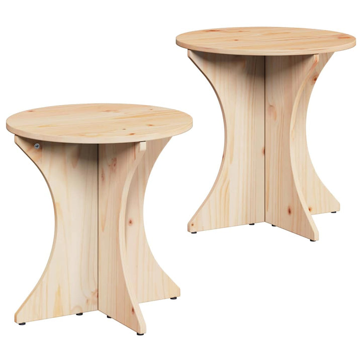 Sofabord 2 pcs Naturfarvet Massivt fyrretræ