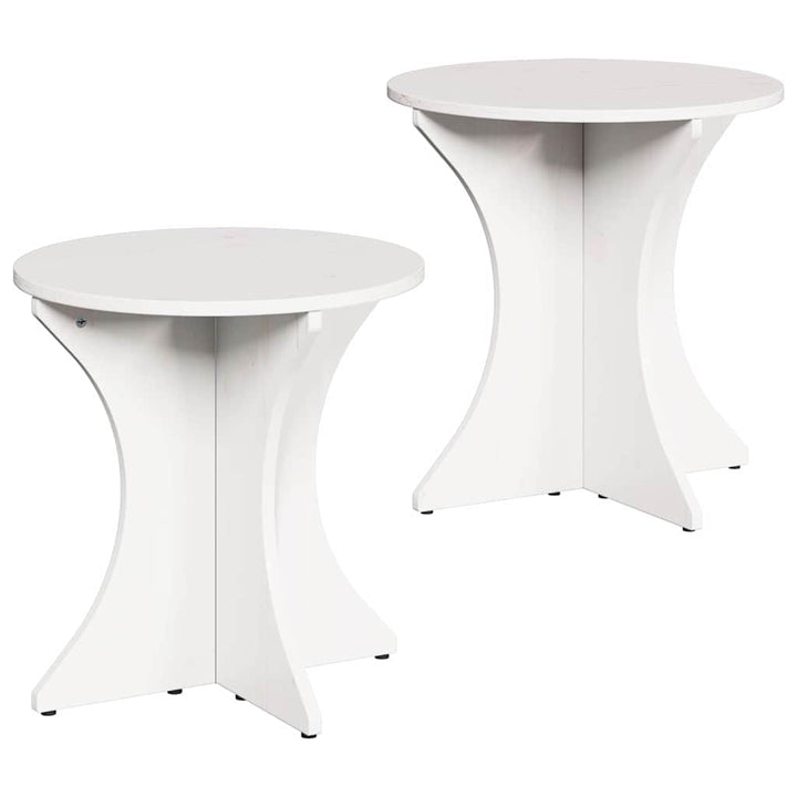 Sofabord 2 pcs Hvid Massivt fyrretræ