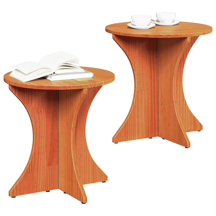 Sofabord 2 pcs Voks brun Massivt fyrretræ