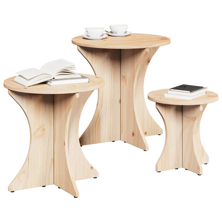 Sofabord 3 pcs Naturfarvet