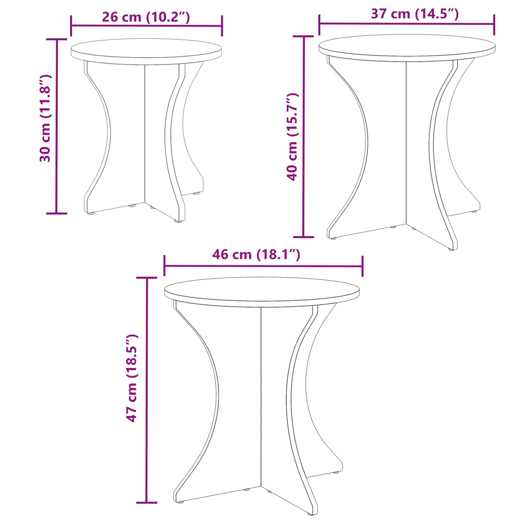 Sofabord 3 pcs Hvid
