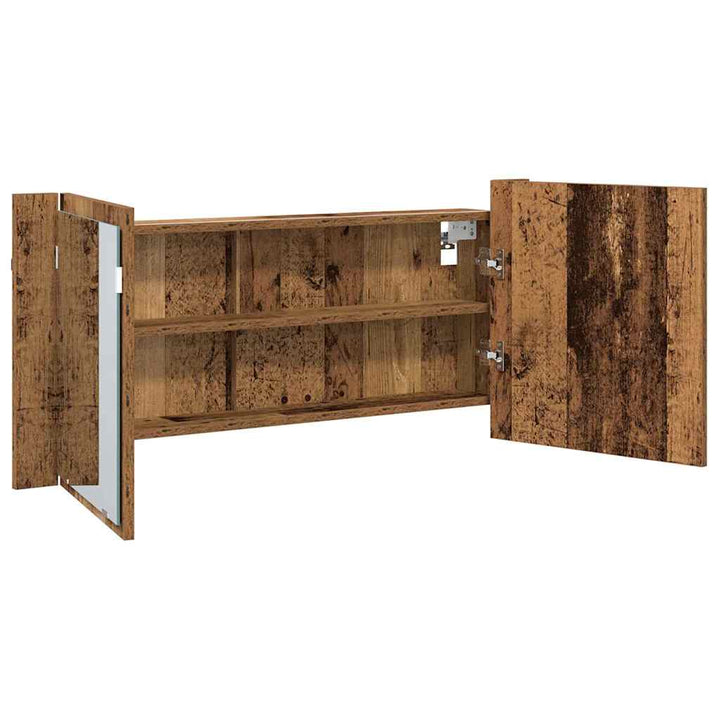 LED Spejlskab Gammelt træ 100 x 12 x 45 cm Konstrueret træ