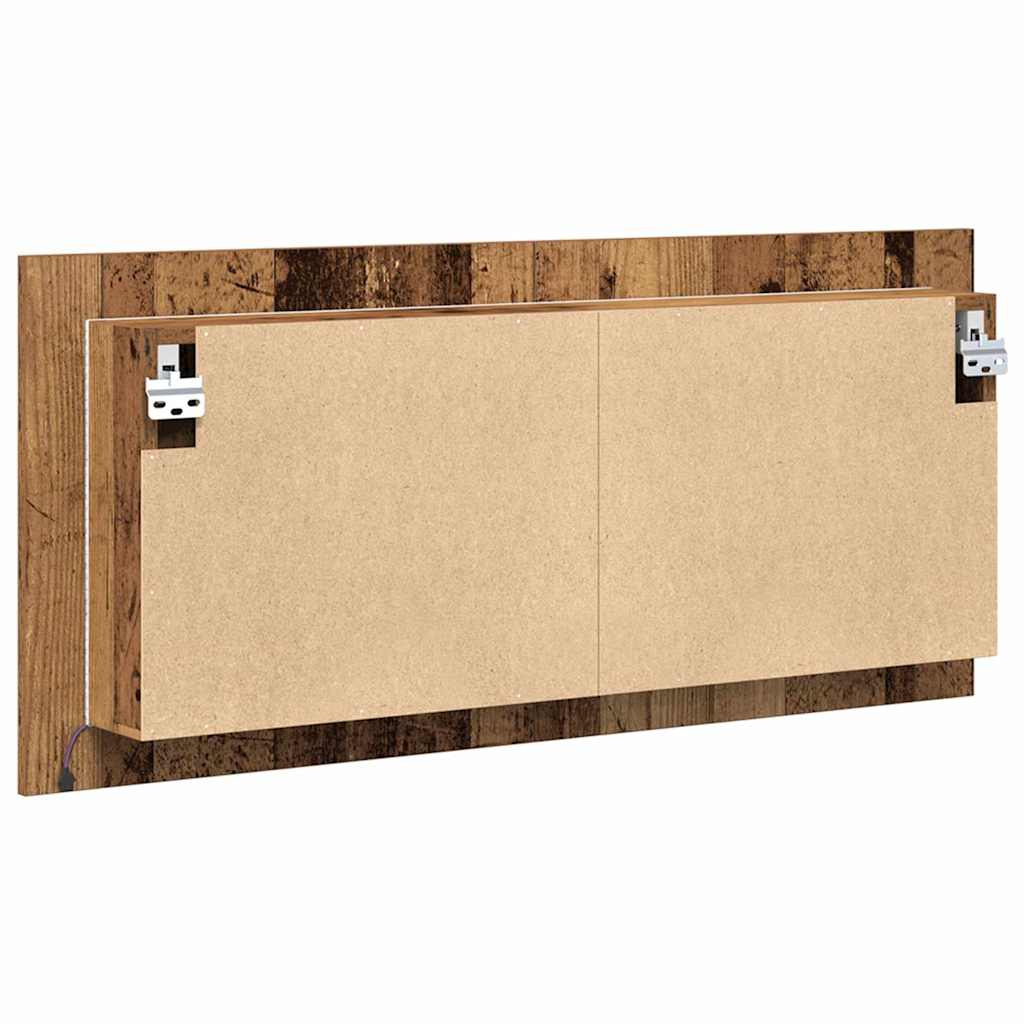 LED Spejlskab Gammelt træ 100 x 12 x 45 cm Konstrueret træ