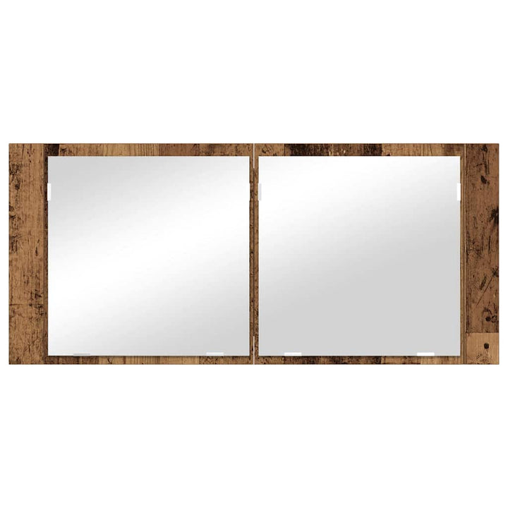 LED Spejlskab Gammelt træ 100 x 12 x 45 cm Konstrueret træ