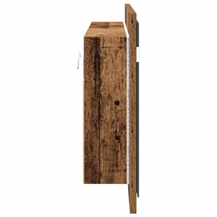 LED Spejlskab Gammelt træ 100 x 12 x 45 cm Konstrueret træ