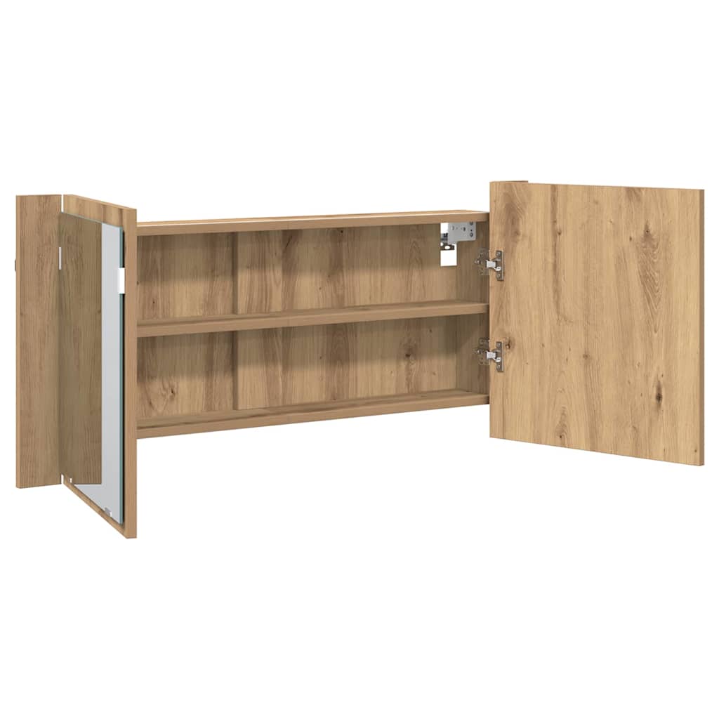 LED Spejlskab Artisan Egetræ 100 x 12 x 45 cm Konstrueret træ
