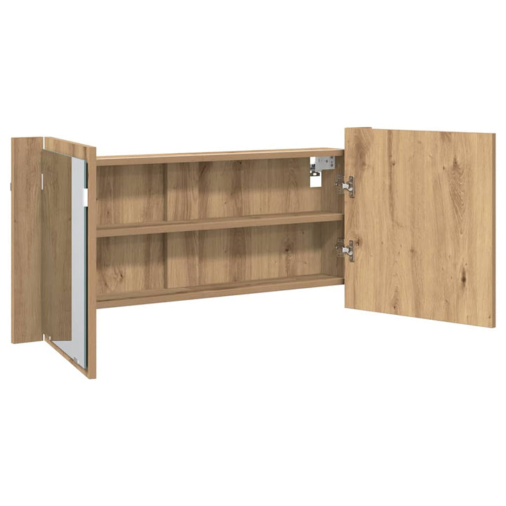 LED Spejlskab Artisan Egetræ 100 x 12 x 45 cm Konstrueret træ