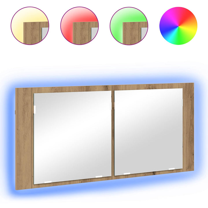 LED Spejlskab Artisan Egetræ 100 x 12 x 45 cm Konstrueret træ