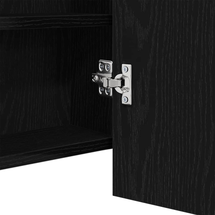 LED Spejlskab med dør Sort eg 100 x 12 x 45 cm Konstrueret træ