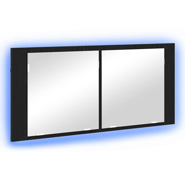 LED Spejlskab med dør Sort eg 100 x 12 x 45 cm Konstrueret træ