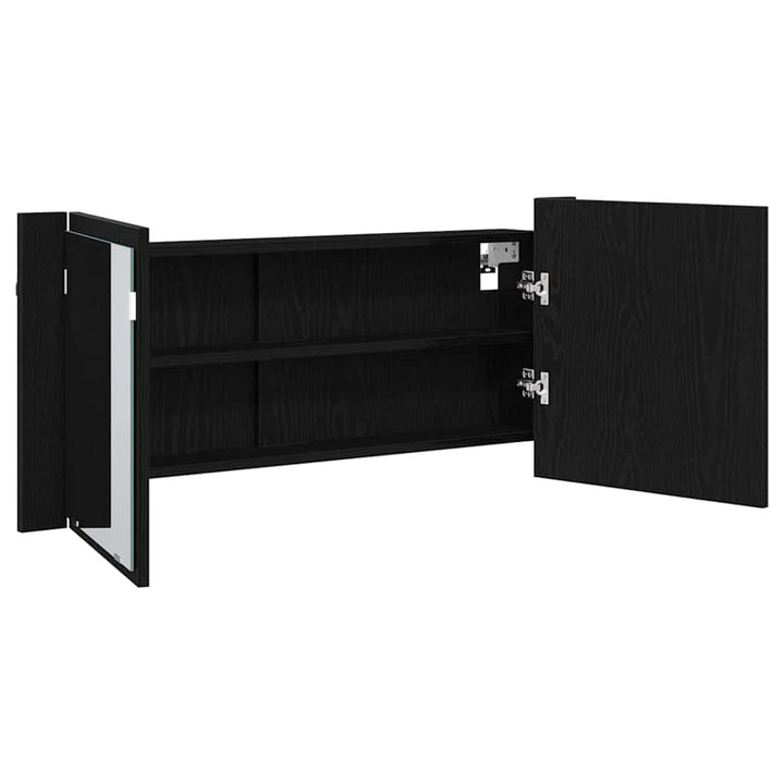 LED Spejlskab med dør Sort eg 100 x 12 x 45 cm Konstrueret træ