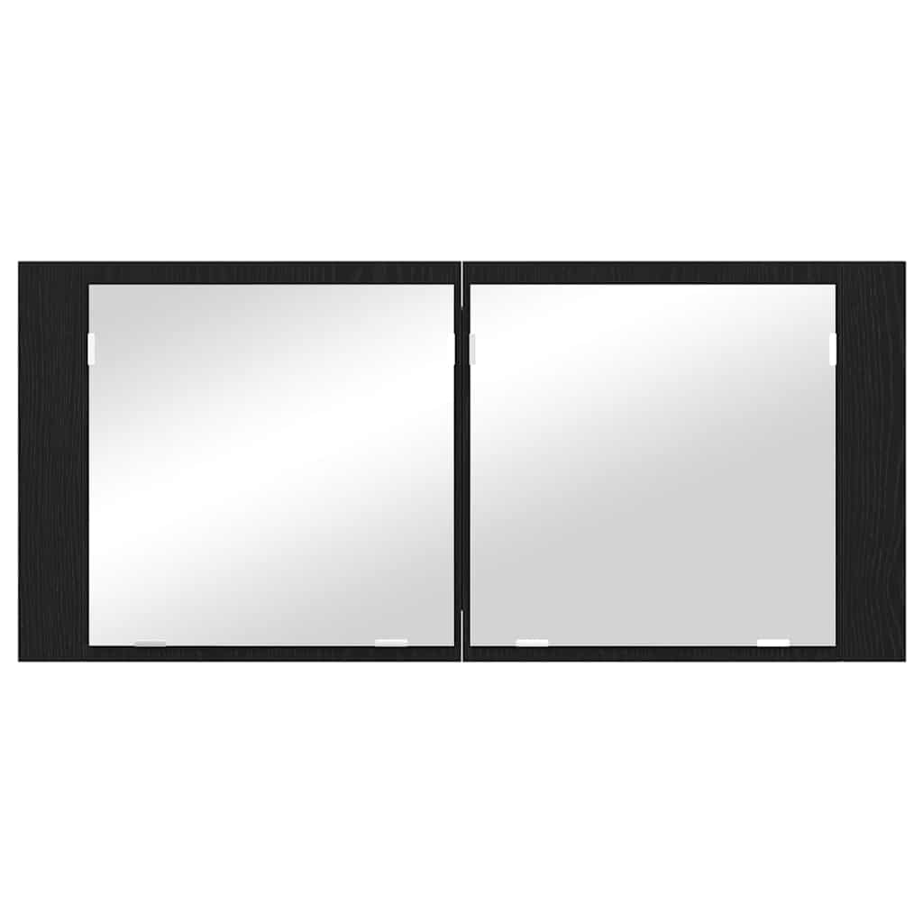 LED Spejlskab med dør Sort eg 100 x 12 x 45 cm Konstrueret træ