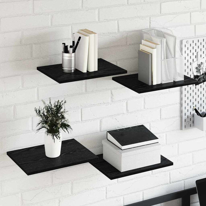 Boghylde Bræt 4 pcs Sort 40 x 30 x 1,5 cm Konstrueret træ