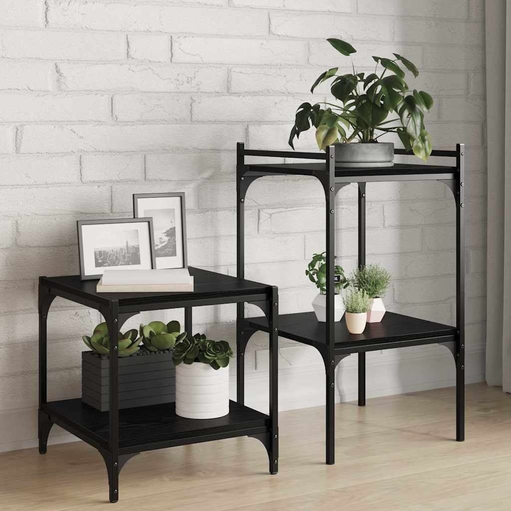 Boghylde Bræt 4 pcs Sort 40 x 40 x 1,5 cm Konstrueret træ