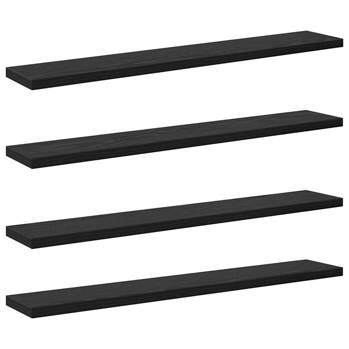 Boghylde Bræt 3 niveauer 4 stk. 60 x 10 x 1,5 cm Sort