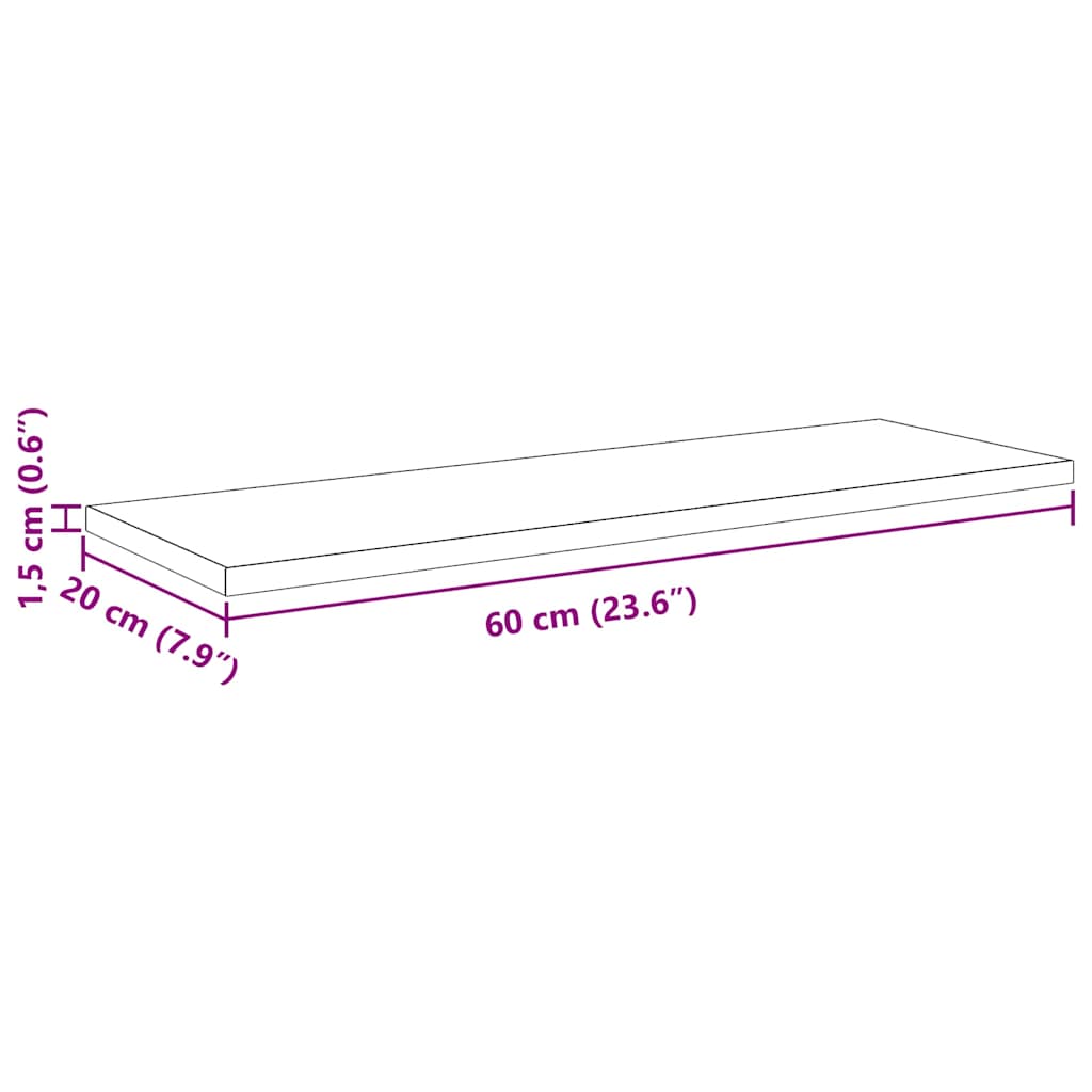 Boghylde Bræt 4 pcs Sort 60 x 20 x 1,5 cm Konstrueret træ