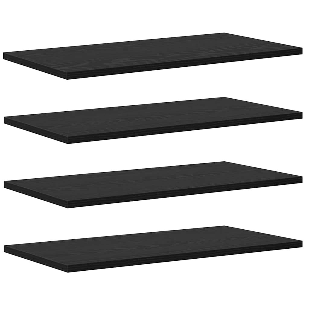 Boghylde Bræt 3 niveauer 4 stk. 60 x 30 x 1,5 cm Sort