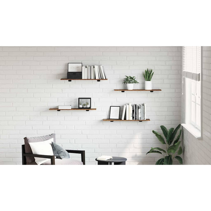 Boghylde Bræt 4 pcs Brun 80 x 20 x 1,5 cm Konstrueret træ
