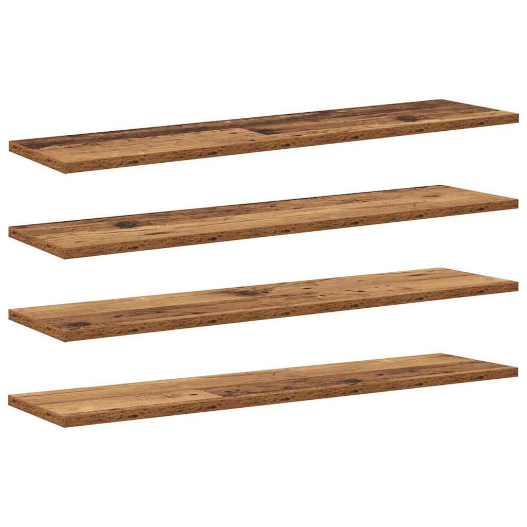 Boghylde Bræt 4 pcs Brun 80 x 20 x 1,5 cm Konstrueret træ