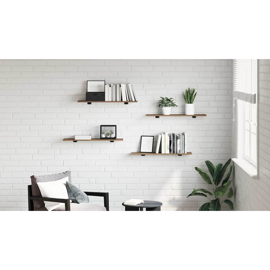 Boghylde Bræt 4 pcs Brun 80 x 20 x 1,5 cm Konstrueret træ