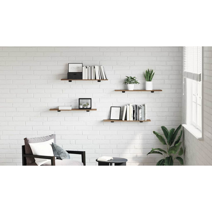 Boghylde Bræt 4 pcs Brun 80 x 20 x 1,5 cm Konstrueret træ