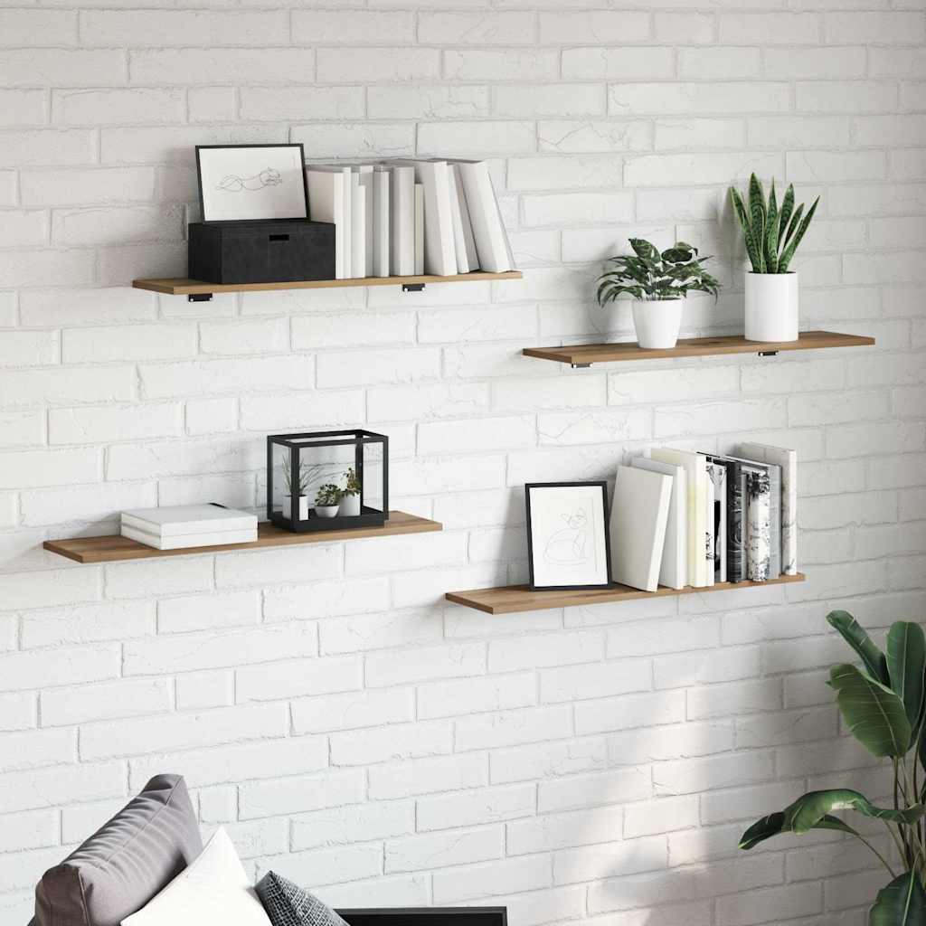 Boghylde Bræt 3 niveauer 4 pcs 80 x 20 x 1,5 cm Konstrueret træ