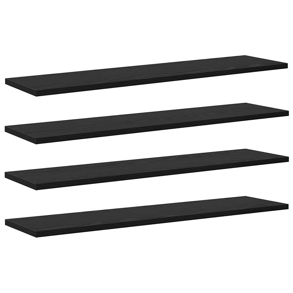 Boghylde Bræt 4 pcs Sort 80 x 20 x 1,5 cm Konstrueret træ