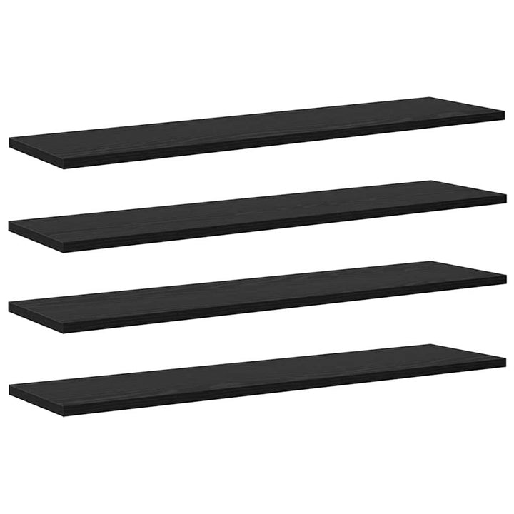 Boghylde Bræt 4 pcs Sort 80 x 20 x 1,5 cm Konstrueret træ
