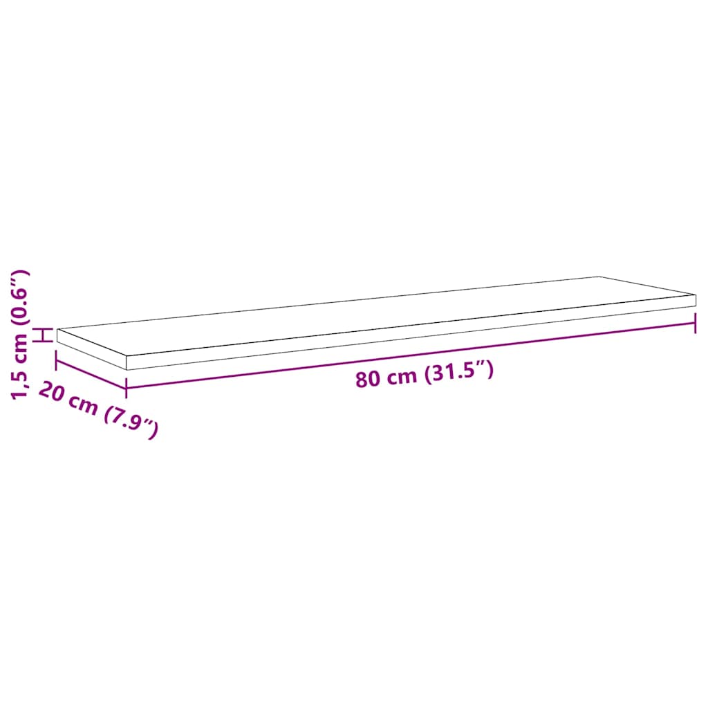 Boghylde Bræt 4 pcs Sort 80 x 20 x 1,5 cm Konstrueret træ
