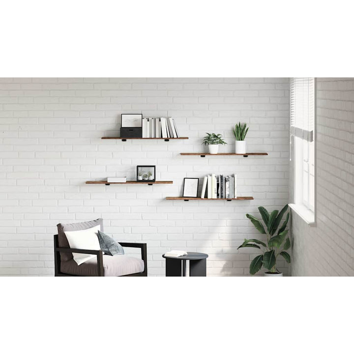 Boghylde Bræt 4 pcs Brun 100 x 20 x 1,5 cm Konstrueret træ