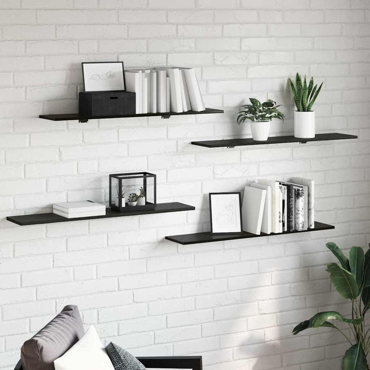 Boghylde Bræt 4 pcs Sort 100 x 20 x 1,5 cm Konstrueret træ