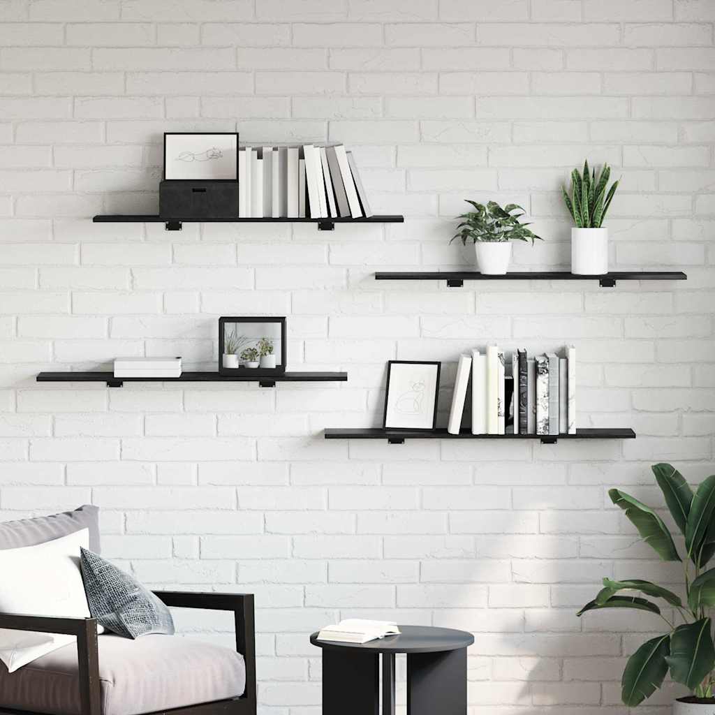 Boghylde Bræt 4 pcs Sort 100 x 20 x 1,5 cm Konstrueret træ