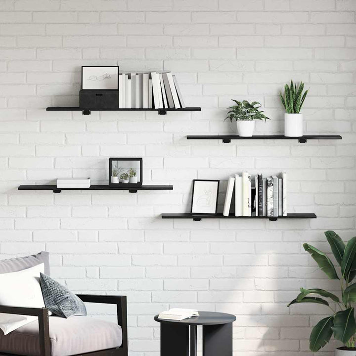 Boghylde Bræt 4 pcs Sort 100 x 20 x 1,5 cm Konstrueret træ