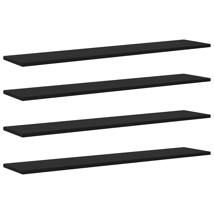 Boghylde Bræt 4 pcs Sort 100 x 20 x 1,5 cm Konstrueret træ