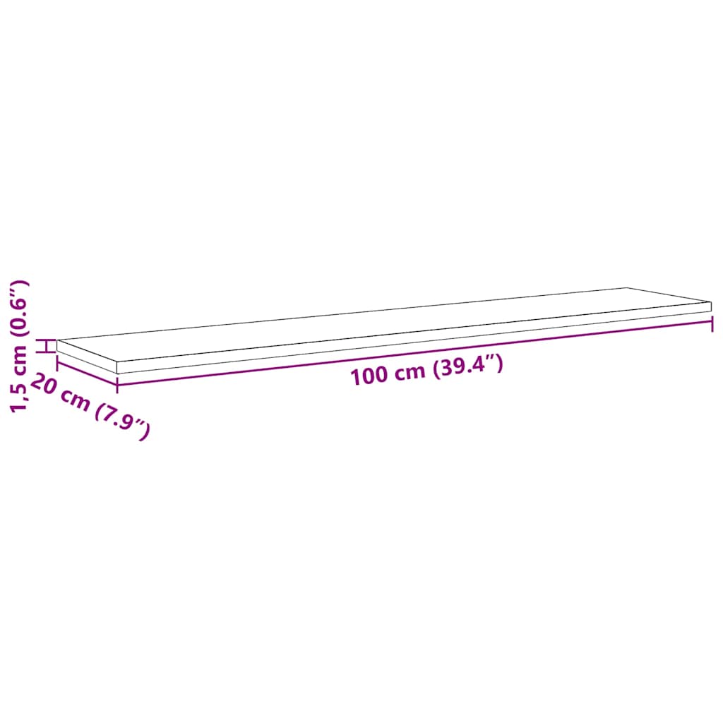 Boghylde Bræt 4 pcs Sort 100 x 20 x 1,5 cm Konstrueret træ