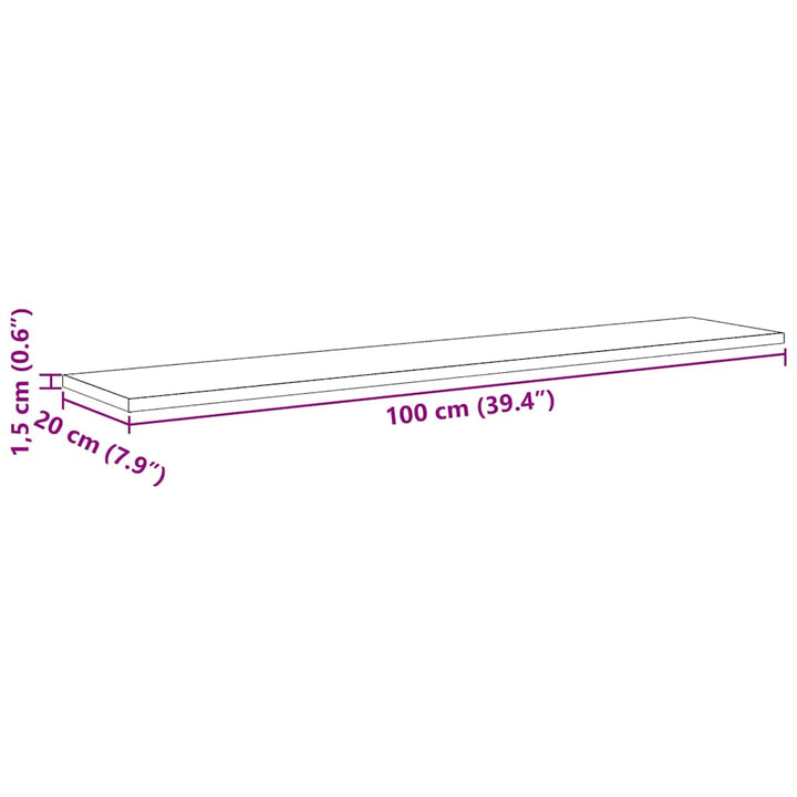 Boghylde Bræt 4 pcs Sort 100 x 20 x 1,5 cm Konstrueret træ