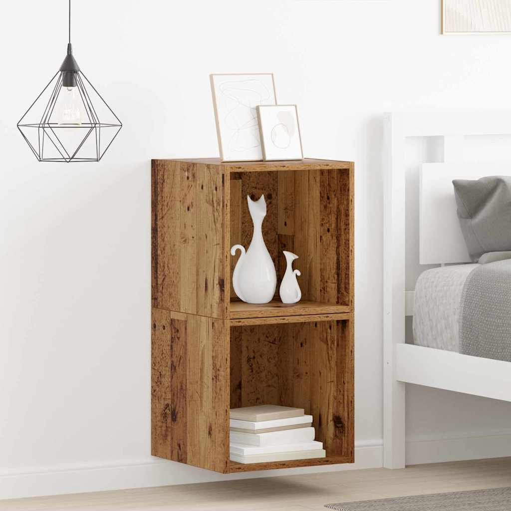Vægskab 2 pcs Gammelt træ 37 x 37 x 37 cm Konstrueret træ