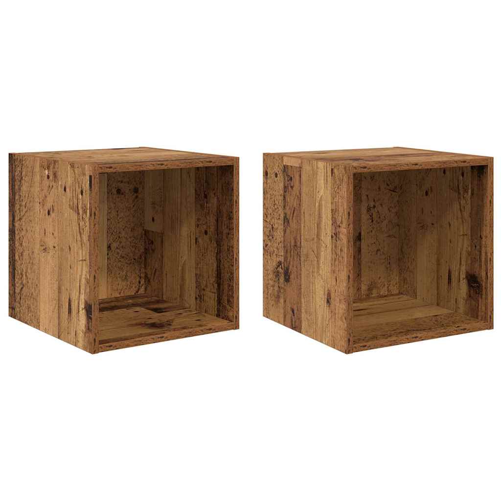 Vægskab 2 pcs Gammelt træ 37 x 37 x 37 cm Konstrueret træ