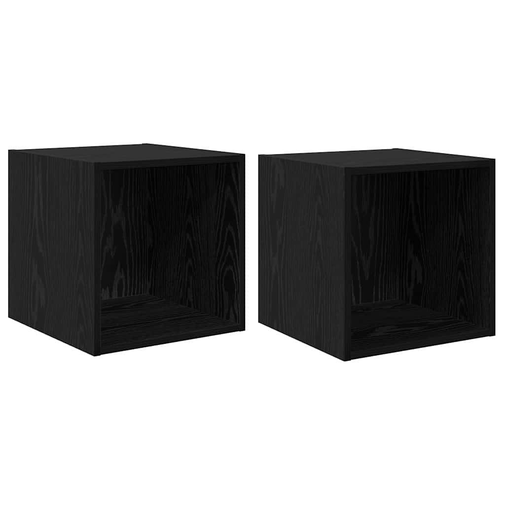 Vægskab med hylde 2 pcs Sort eg 37 x 37 x 37 cm Konstrueret træ