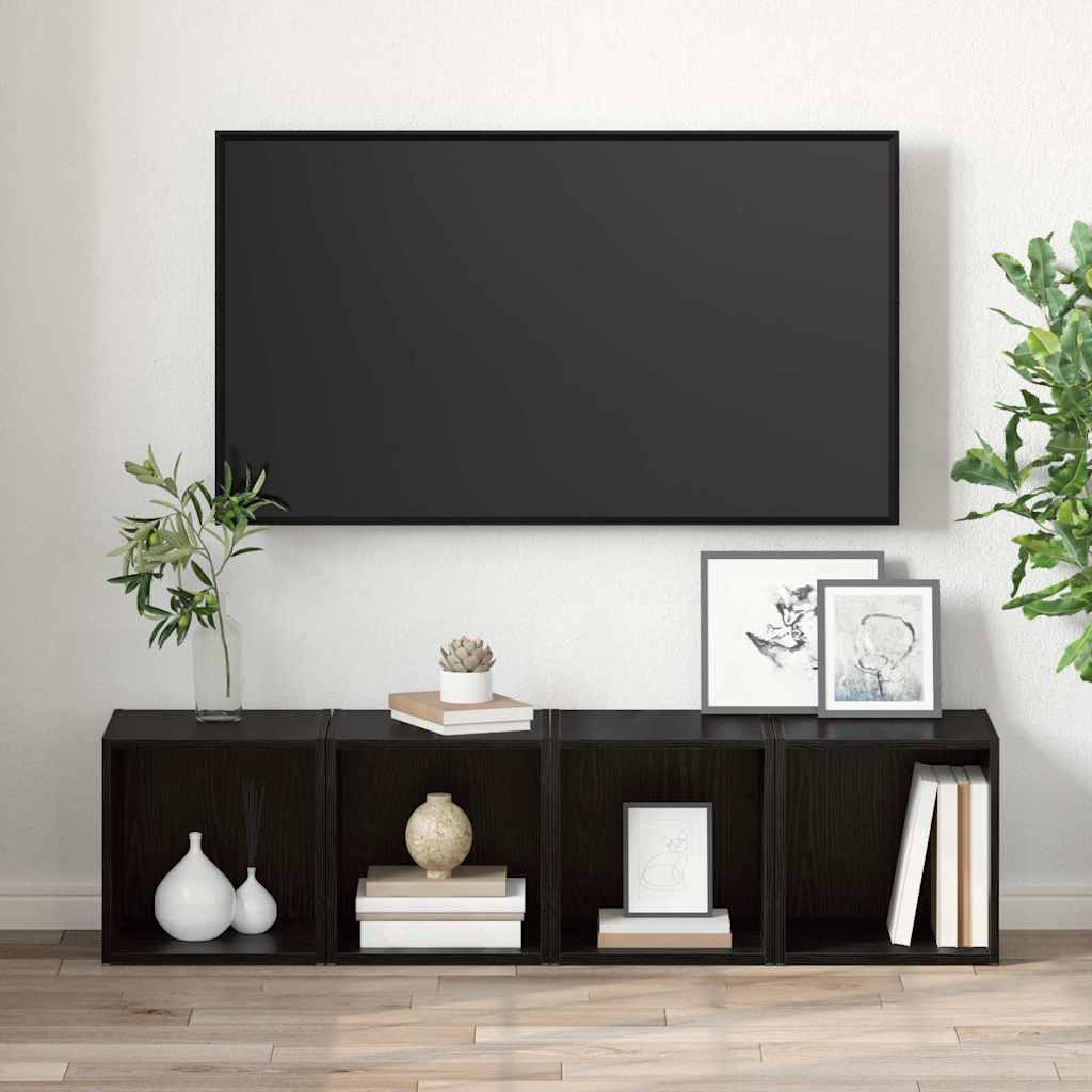TV-møbelsæt 2 pcs 37 x 35 x 37,5 cm Sort Konstrueret træ