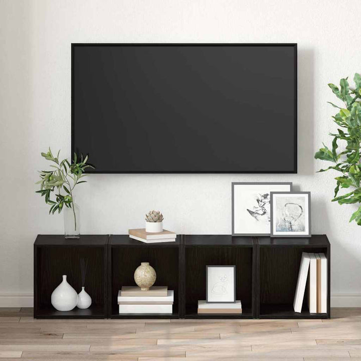 TV-møbelsæt 2 pcs 37 x 35 x 37,5 cm Sort Konstrueret træ