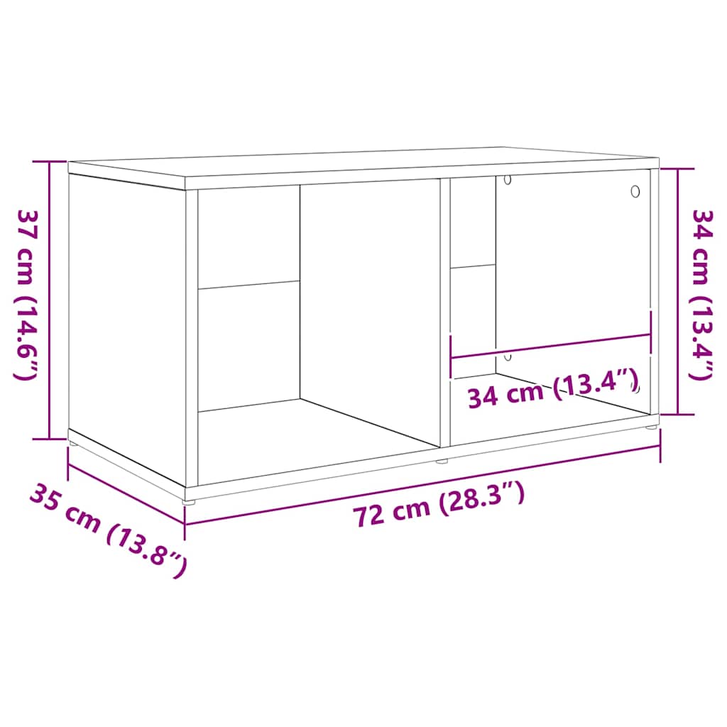 TV-møbelsæt Vægmonteret Brun 72 x 35 x 37 cm Konstrueret træ