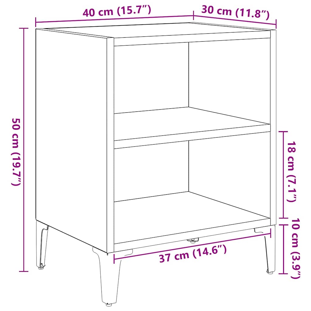 Natskab 2 stk. Sort eg 40 x 30 x 50 cm Konstrueret træ